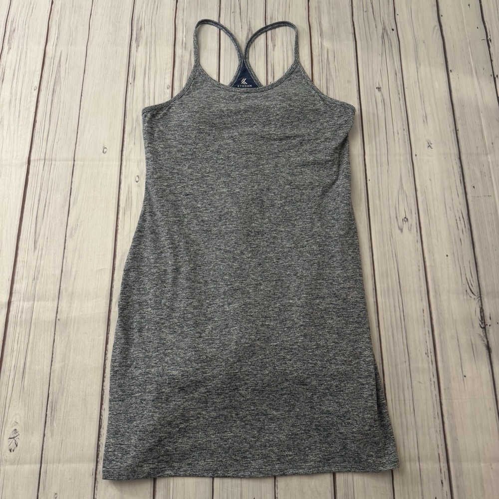 Kyodan Racerback Athletic Dress Gray Blue Built-In Shorts Stretch Size Medium